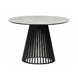 Стол стеклянный Нэнси 110 белый мрамор / черный