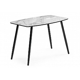 Стол стеклянный Эмма 110(150)х70х76 вставка стекло / черный / черная шагрень