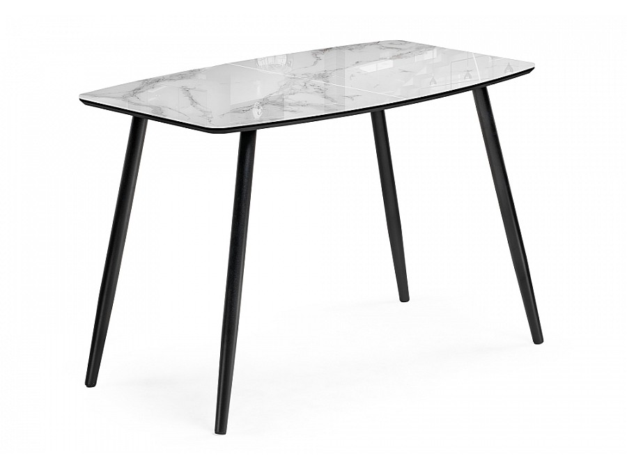 Стол стеклянный Эмма 110(150)х70х76 вставка стекло / черный / черная шагрень