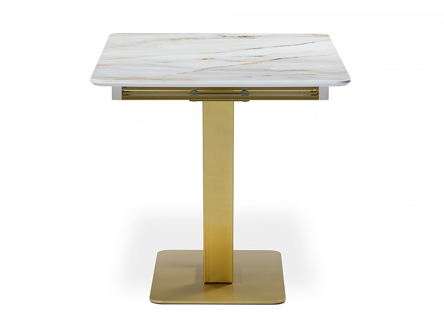 Стол стеклянный Бугун 120(160)х80х77 белый / золото