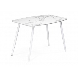 Стол стеклянный Эмма 110(150)х70х76 белый мрамор / белый