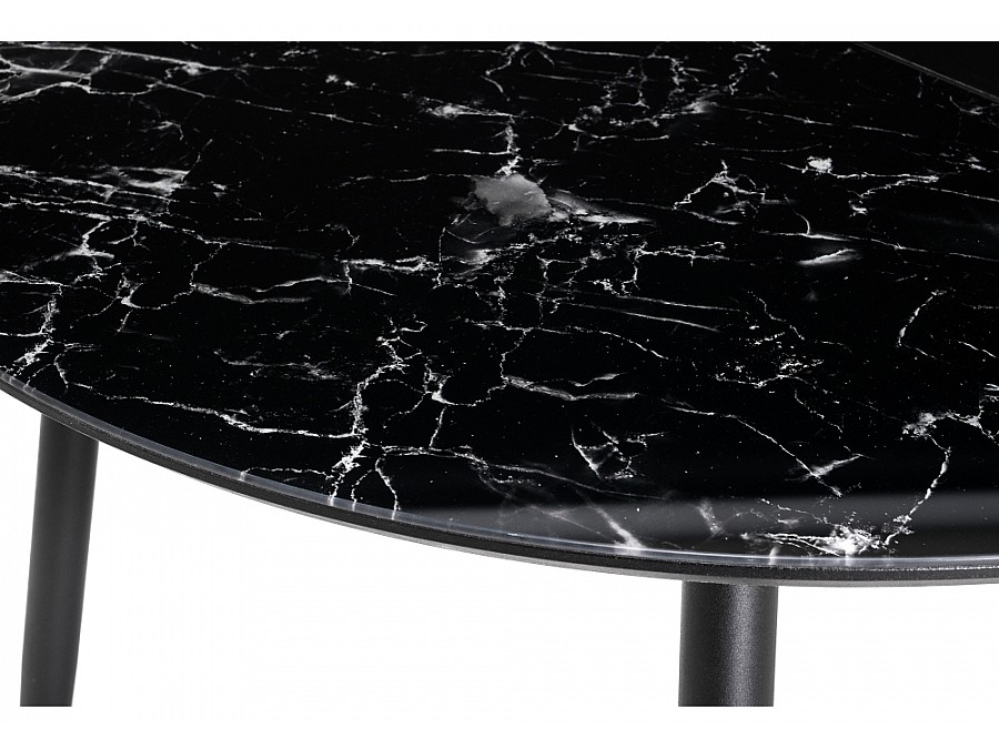 Стол стеклянный Кловис 100(140)х100х76 вставка стекло черный мрамор / черный