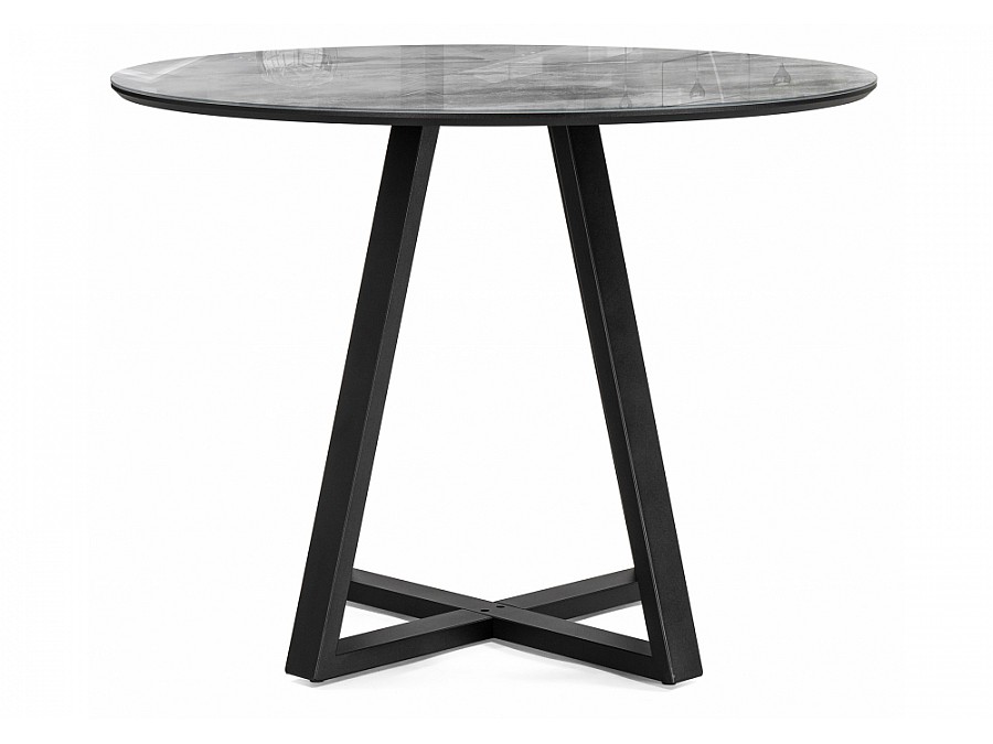 Стол стеклянный Норфолк 100х78 серый мрамор / черный