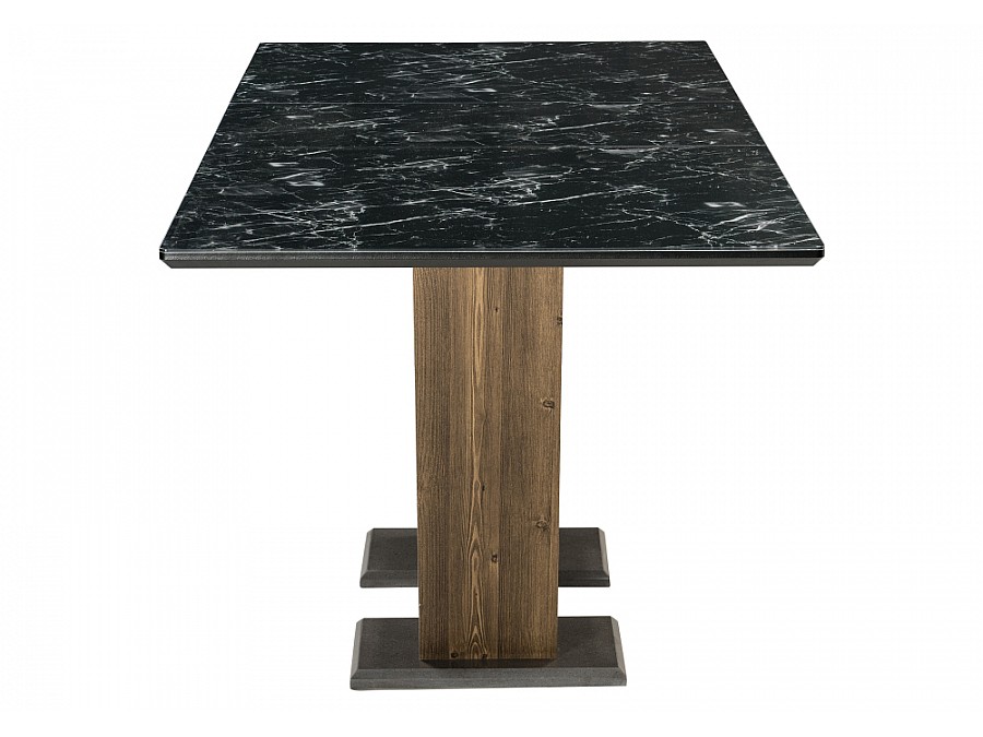 Стол стеклянный Иматра 140(180)х80х76 мрамор черный / черная шагрень