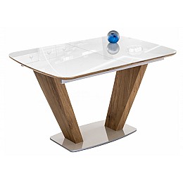 Стол стеклянный Петир белый / дуб монтана