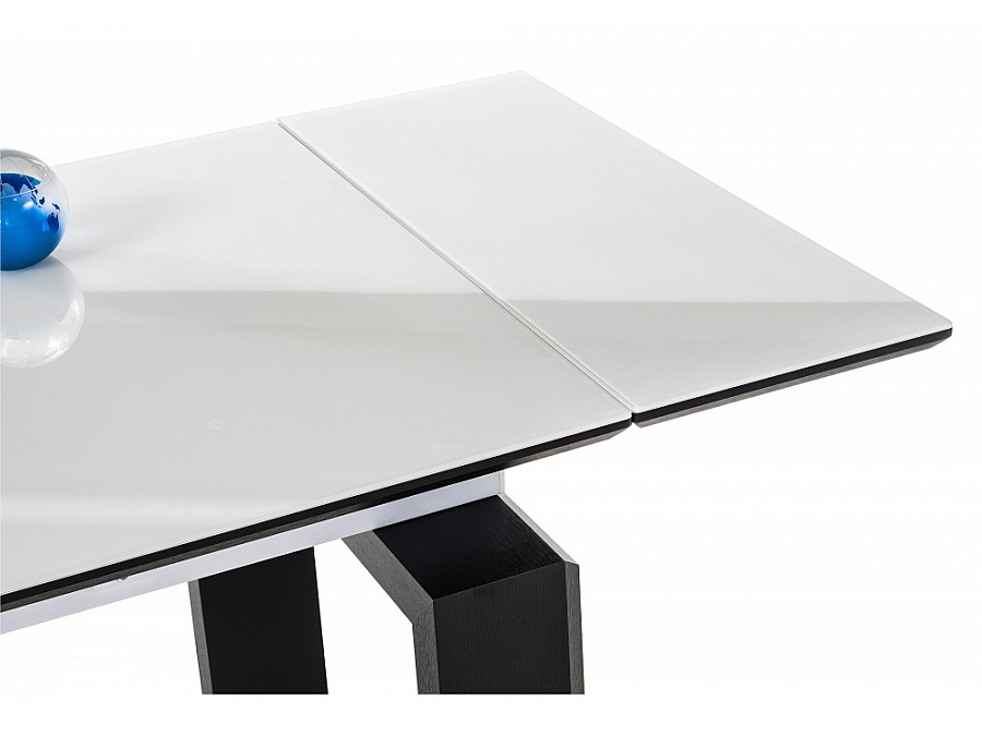 Стол стеклянный Давос 140(200)х80х78 белый / венге