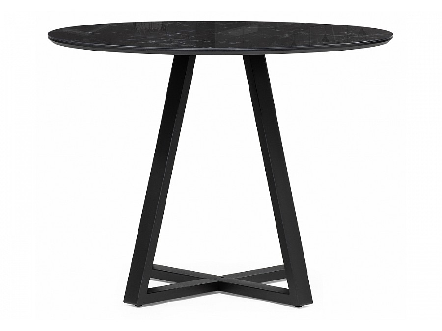 Стол стеклянный Норфолк 100х78 черный мрамор / черный