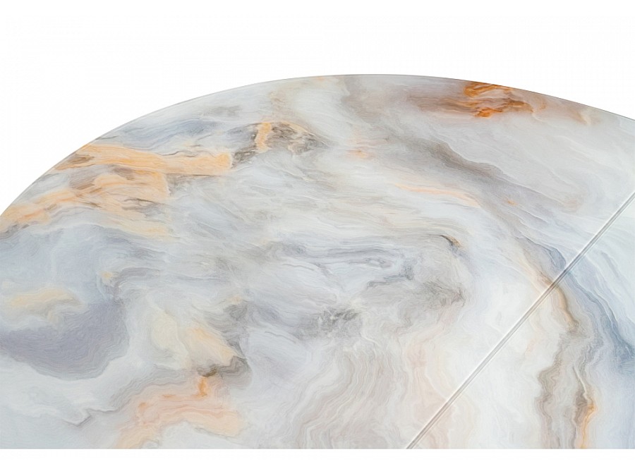 Стол стеклянный Кловис 100(140)х100х76 кианит / белый