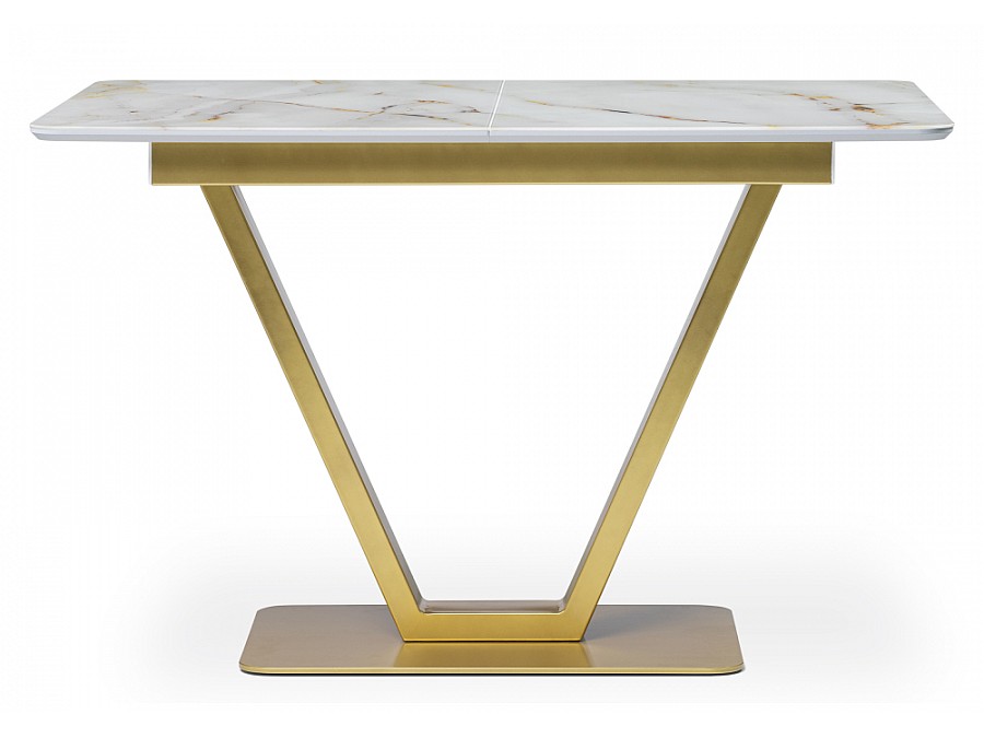 Стол стеклянный Бугун 120(160)х80х77 белый / золото