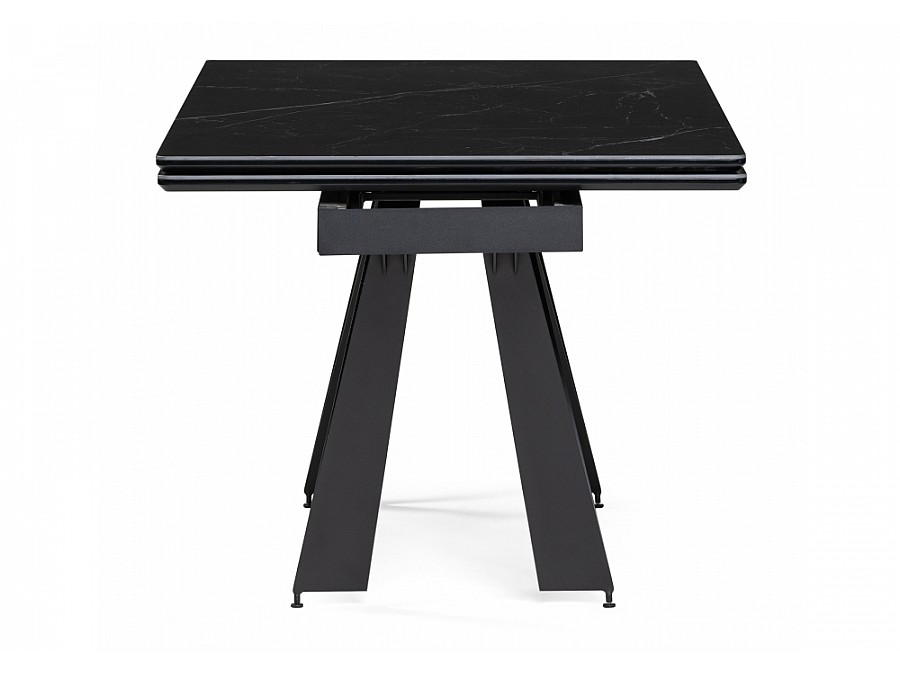 Стол стеклянный Марвин 160(220)х90х76 черный мрамор / черный
