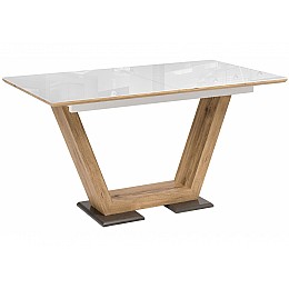 Стол стеклянный Иматра белый / дуб монтана