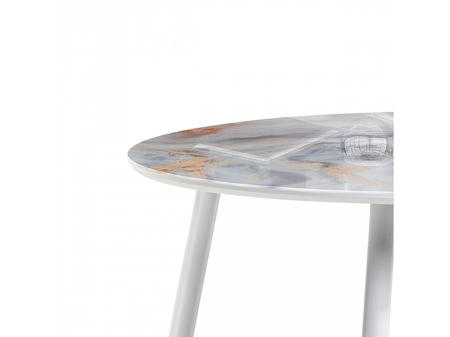 Стол стеклянный Кловис 100(140)х100х76 кианит / белый
