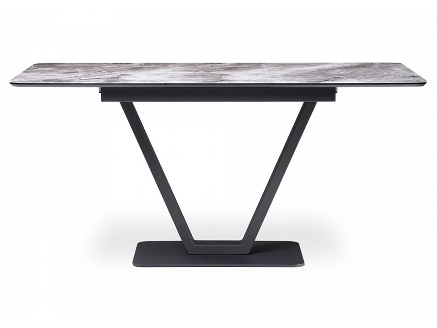 Стол стеклянный Бугун 120(160)х80х77 мрамор серый / черный