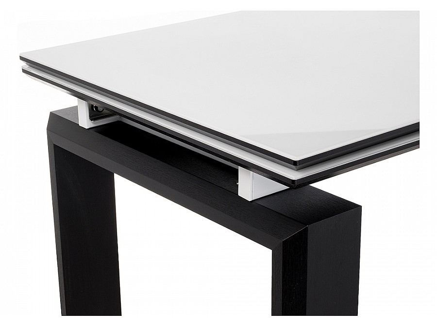 Стол стеклянный Давос 140(200)х80х78 белый / венге