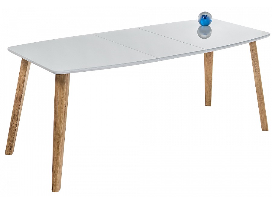 Стол стеклянный Серсея 140(180)х80х75 дуб монтана / белый