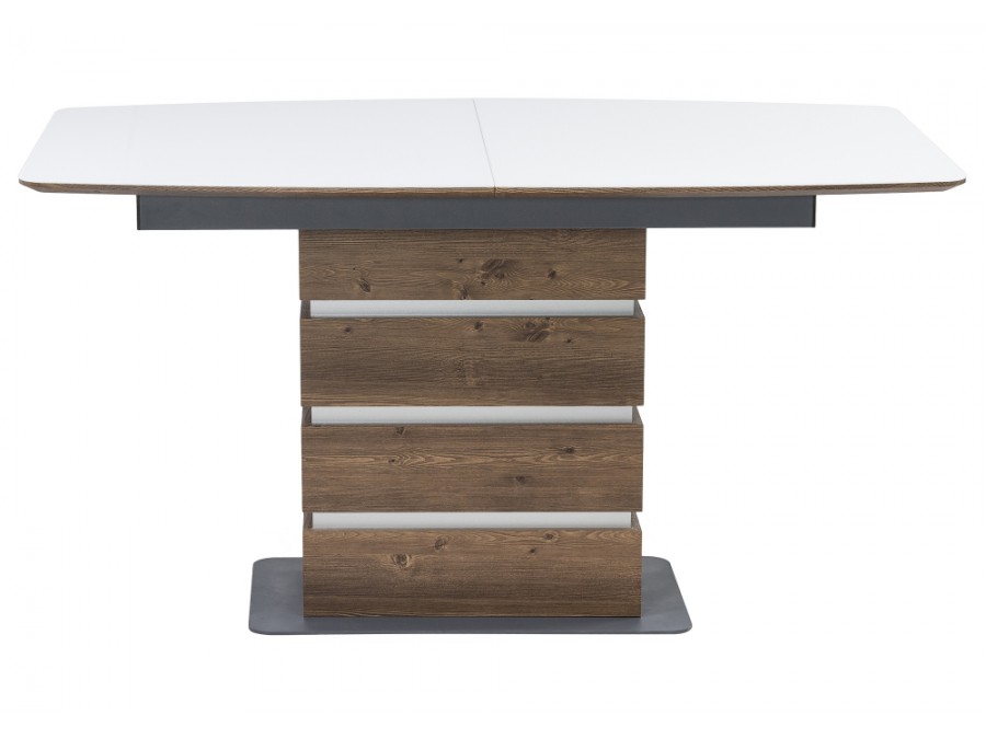 Стол стеклянный Фернан 140(180)х80х76 орех кантри / белый