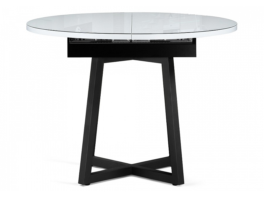 Стол стеклянный Регна 100(130)х100х75 черный / белый