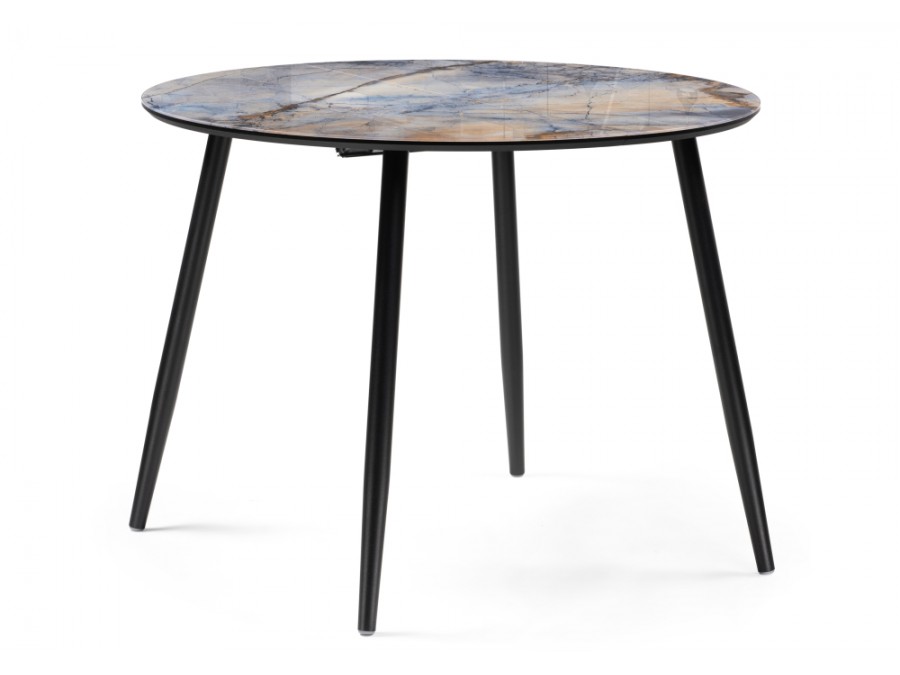 Стол стеклянный Кловис 100(140)х100х76 магеллан / черный