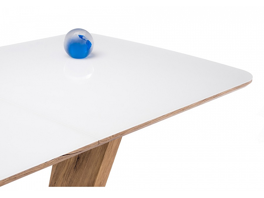 Стол стеклянный Петир 160(200)х90х76 дуб монтана / белый