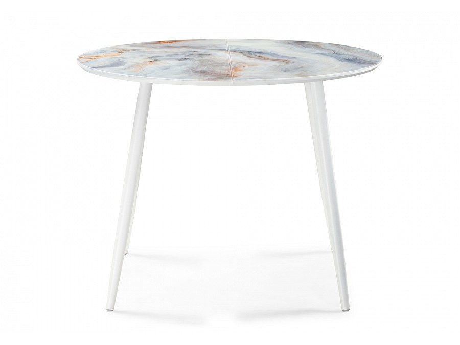 Стол стеклянный Кловис 100(140)х100х76 кианит / белый