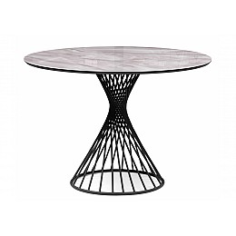 Стол стеклянный Вивиен 110 серый мрамор / черный