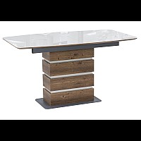 Стол стеклянный Фернан 140(180)х80х76 орех кантри / белый