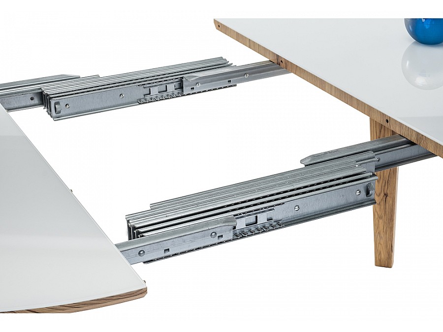 Стол стеклянный Семвэлл 100(140)х100х75 дуб монтана / белый