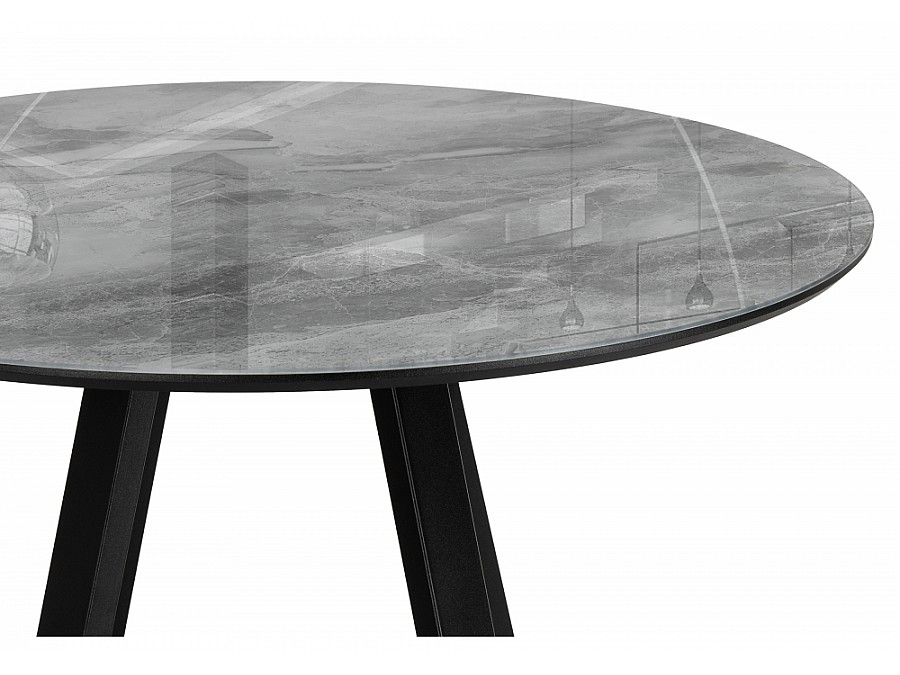 Стол стеклянный Норфолк 100х78 серый мрамор / черный
