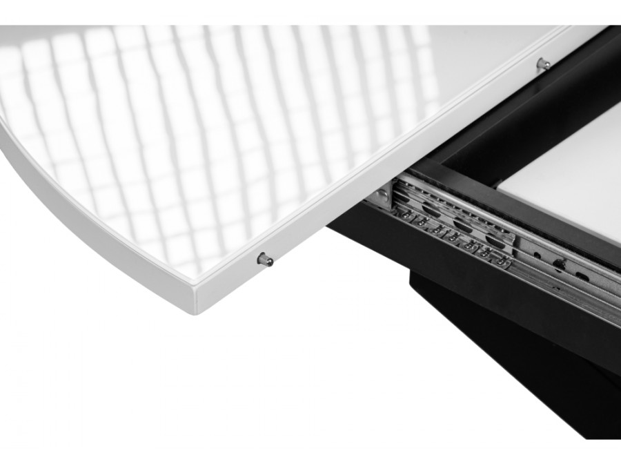 Стол стеклянный Лауриц 100(130)х100х80 черный / белый раскладной