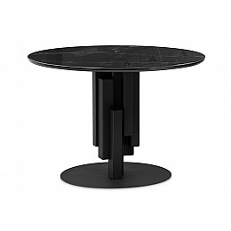 Стол стеклянный Калипсо 110х75 черный мрамор / черный