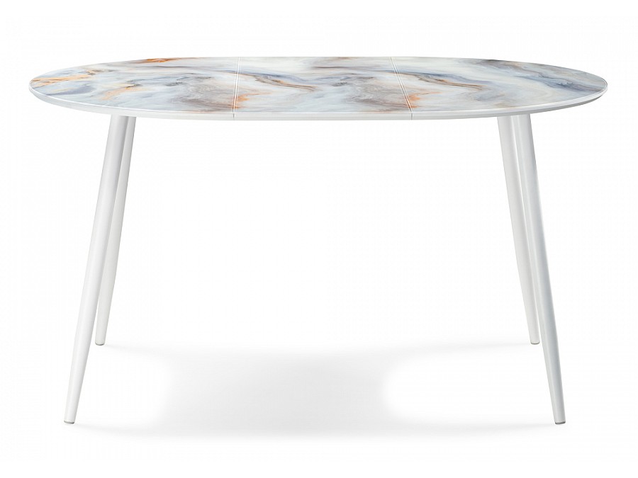 Стол стеклянный Кловис 100(140)х100х76 кианит / белый