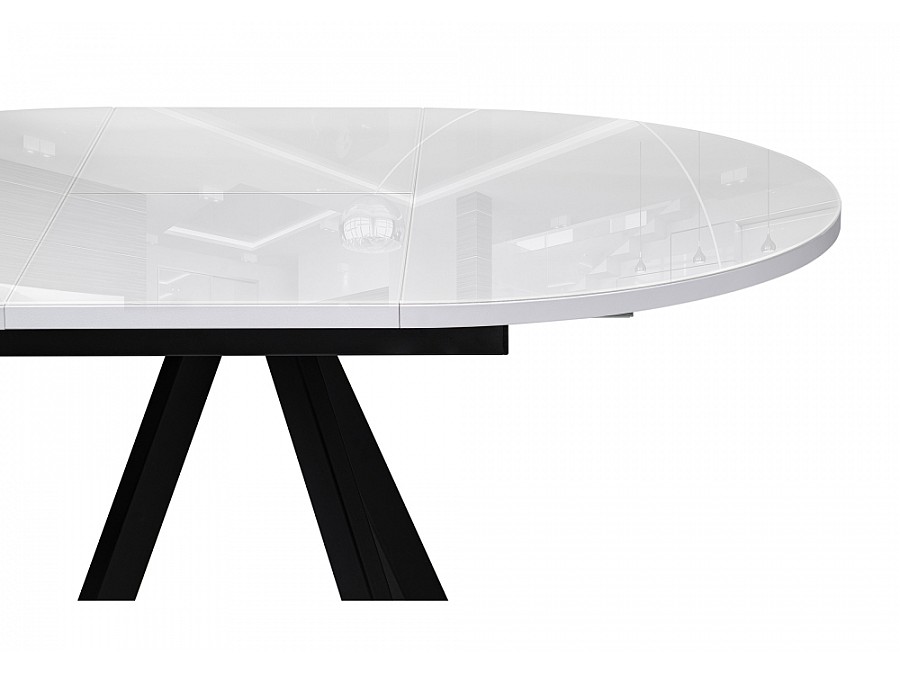 Стол стеклянный Трейси 100(140)х100х75 белый / черный