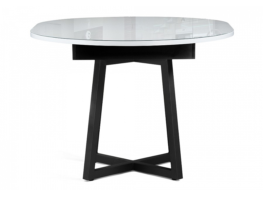 Стол стеклянный Регна 100(130)х100х75 черный / белый