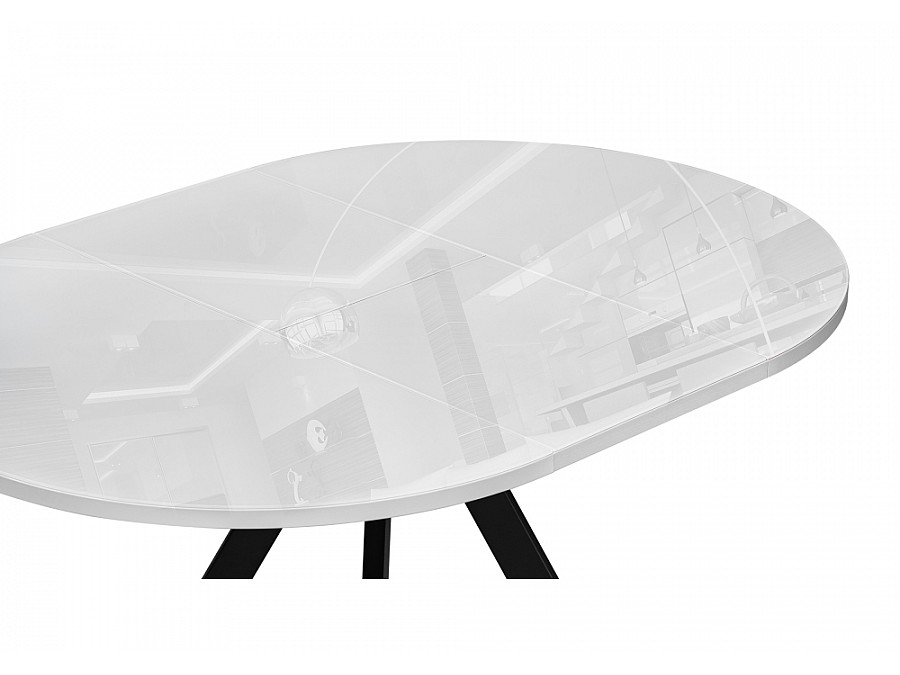 Стол стеклянный Трейси 100(140)х100х75 белый / черный