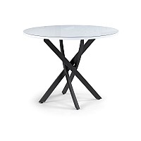 Стол стеклянный Лауриц 100х77 черный / белый