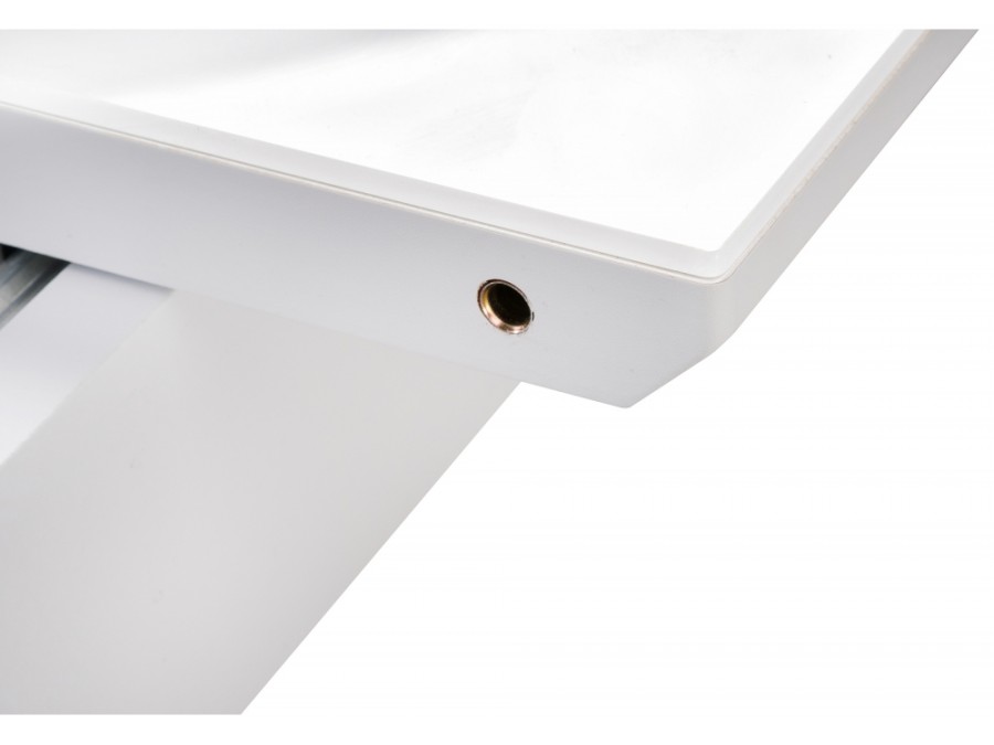 Стол стеклянный Петир дуб с пилением / белая шагрень