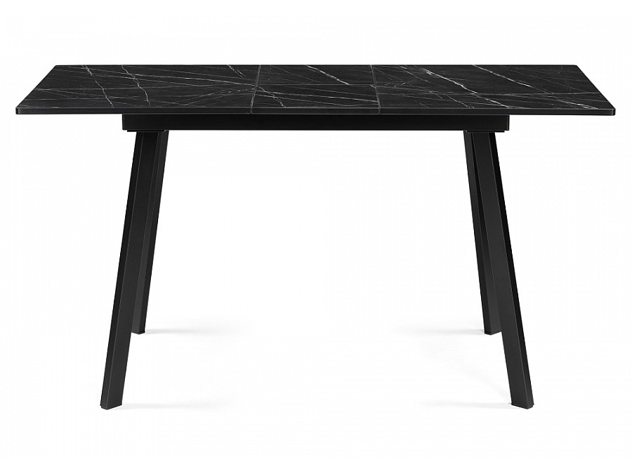 Стол стеклянный Агни 110(140)х68х76 файерстоун / черный матовый