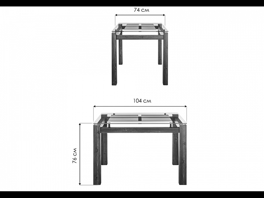Стол стеклянный Бран 104х74х76 кантри орех