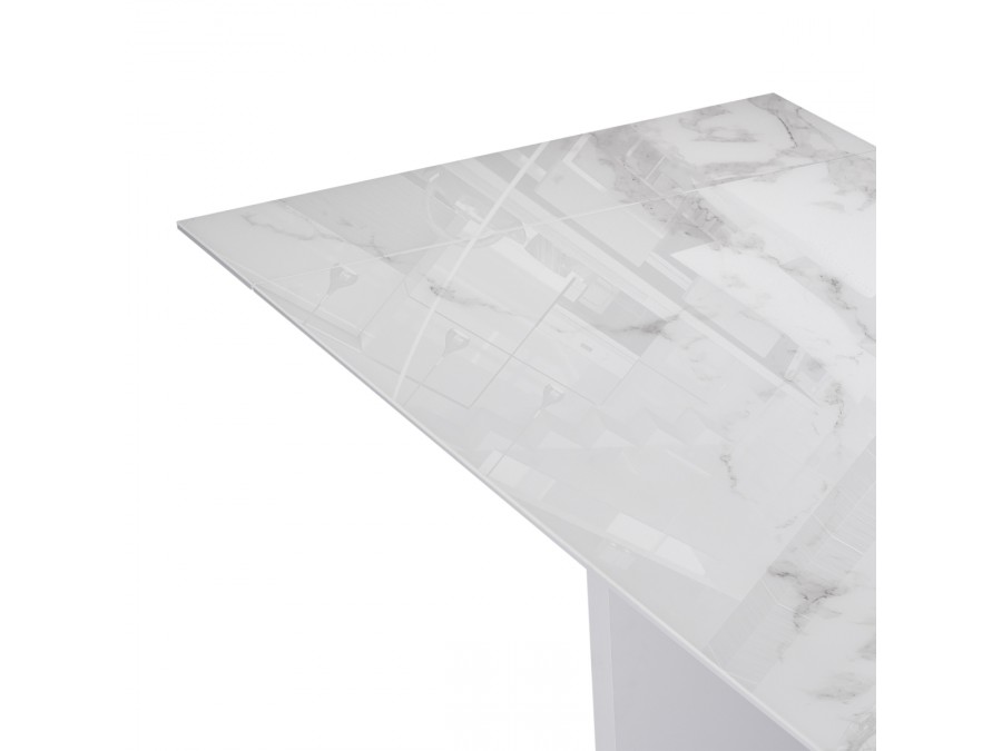 Стол стеклянный Стеклянный стол Монерон 200(260)х100х77 белый мрамор / белый