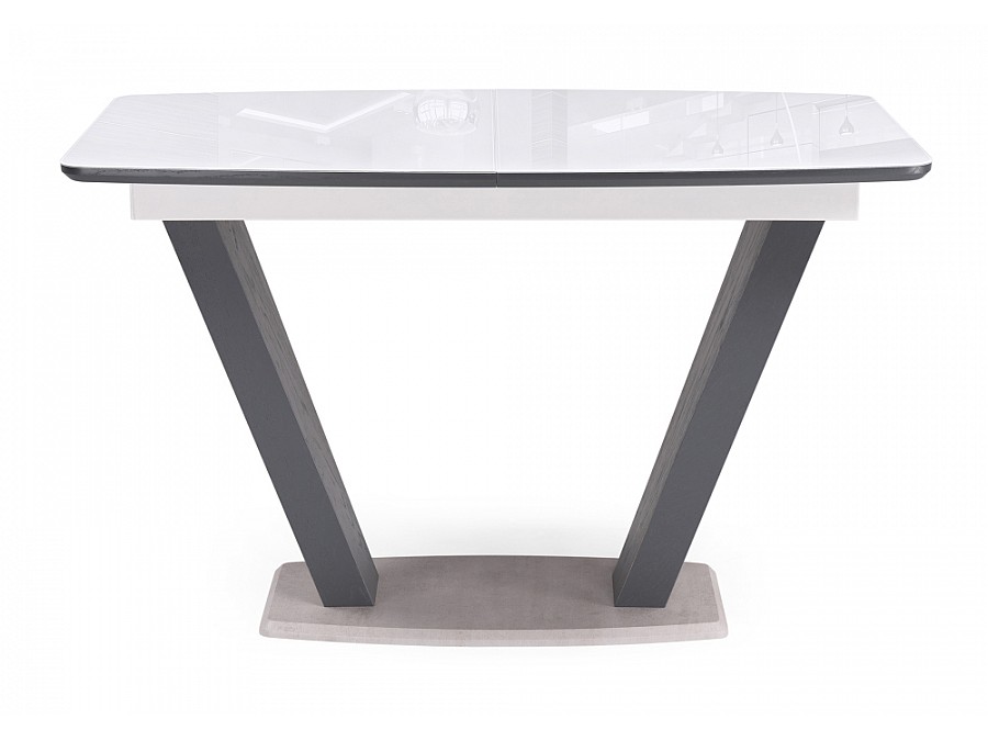 Стол стеклянный Петир 120(160)х80х75 ультра белый / гриджио / камень серый