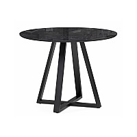 Стол стеклянный Норфолк 100х78 черный мрамор / черный
