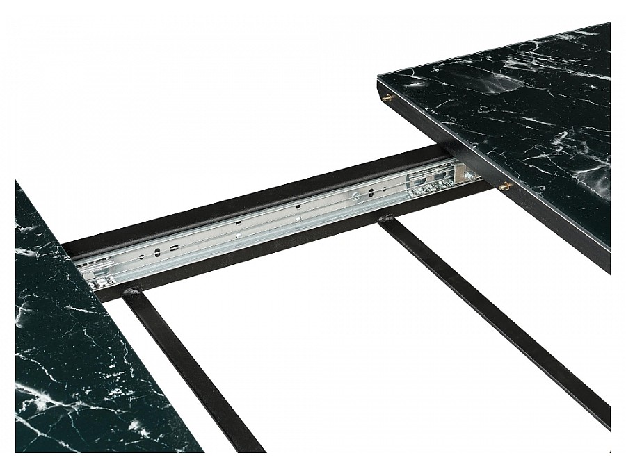 Стол стеклянный Иматра 140(180)х80х76 черный мрамор / черная шагрень / камень