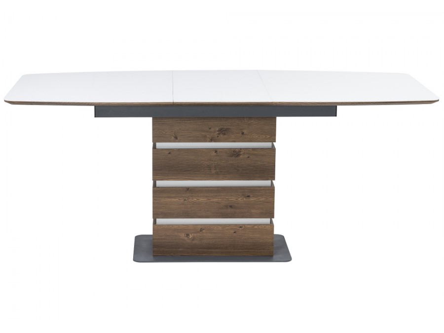 Стол стеклянный Фернан 140(180)х80х76 орех кантри / белый