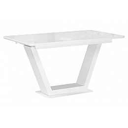 Стол стеклянный Иматра 140(180)х80х75 белый / белая шагрень