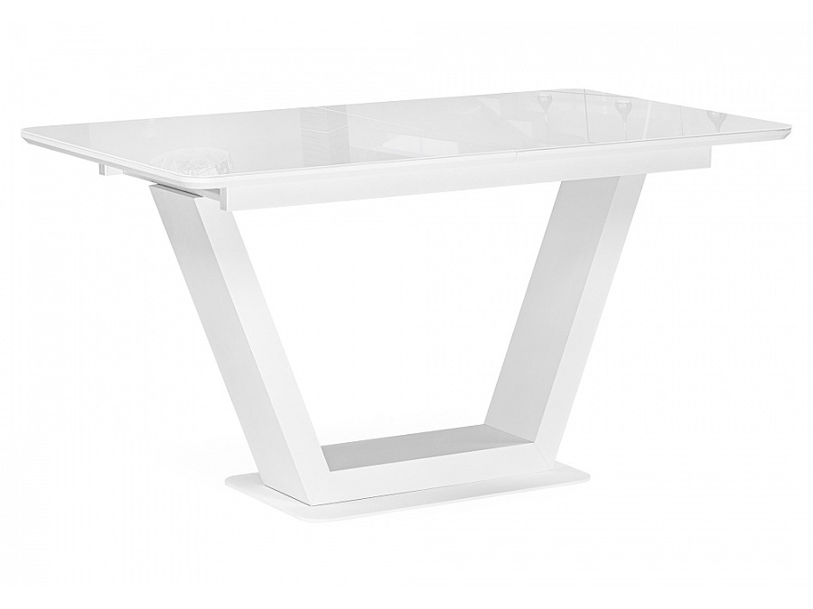 Стол стеклянный Иматра 140(180)х80х75 белый / белая шагрень