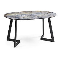 Стол стеклянный Алингсос 100(140)х100х76 магеллан / черный