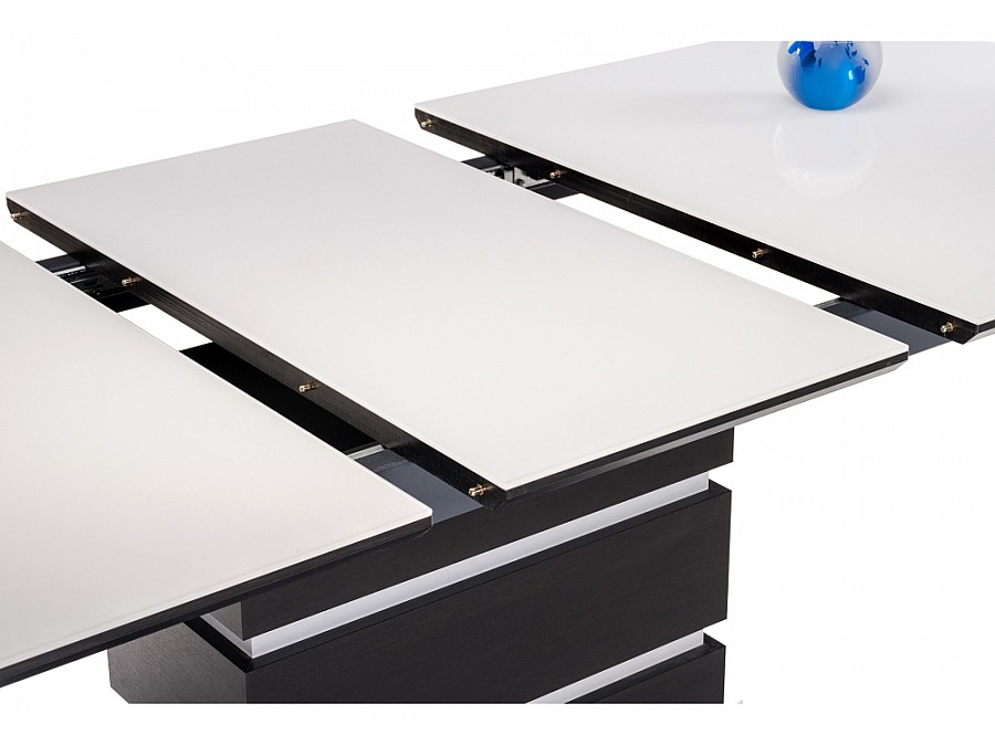 Стол стеклянный Фернан 140(180)х80х76 венге / белый