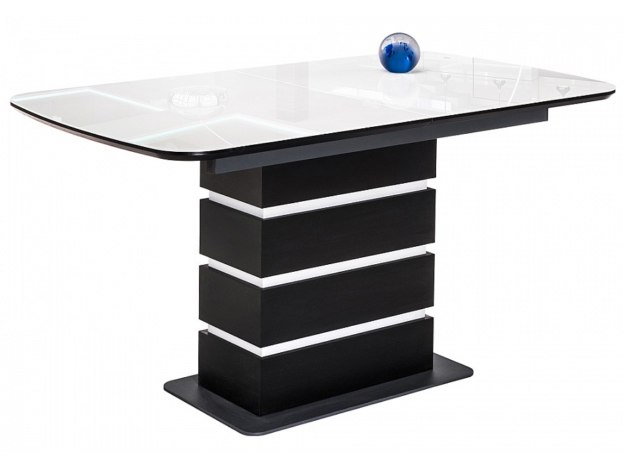 Стол стеклянный Фернан 140(180)х80х76 венге / белый