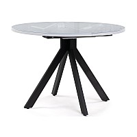 Стол стеклянный Бетина 100(130)х100х75 черный / белый