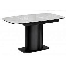 Стол стеклянный Фестер 140(180)х80х76 белый мрамор / черный